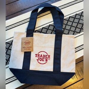 NWT Trader Joe's Mini Canvas Tote Bag - Blue
